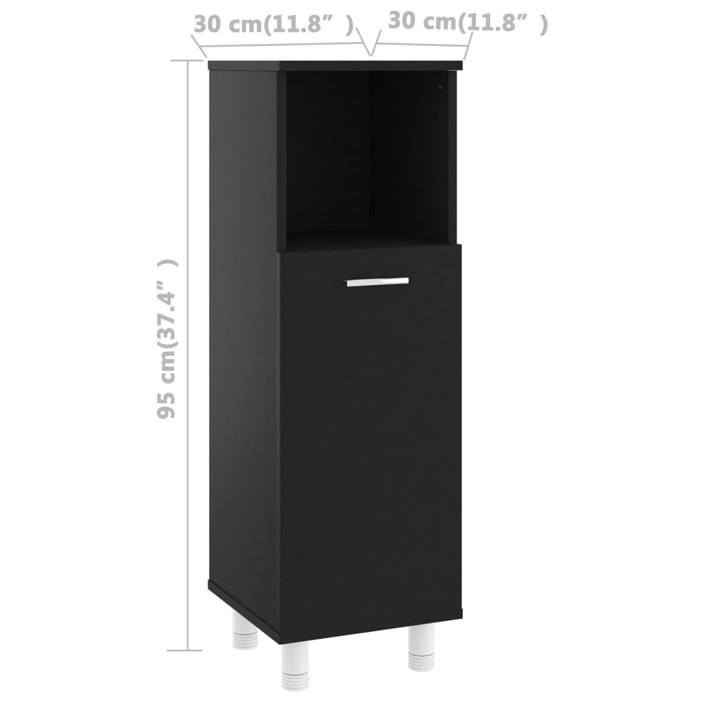 vidaXL Dulap de baie, negru, 30x30x95 cm, lemn prelucrat