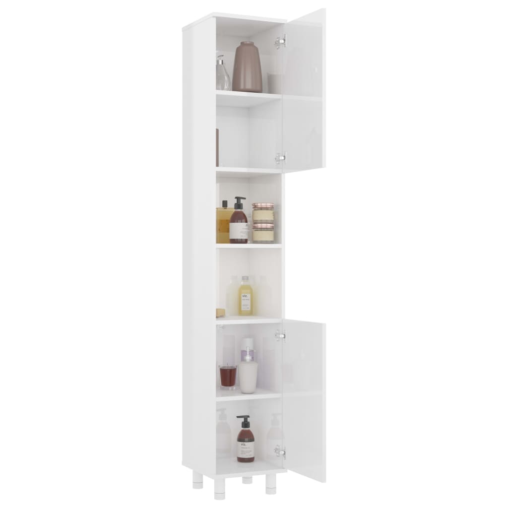 vidaXL Dulap de baie, alb extralucios, 30x30x179 cm, lemn prelucrat