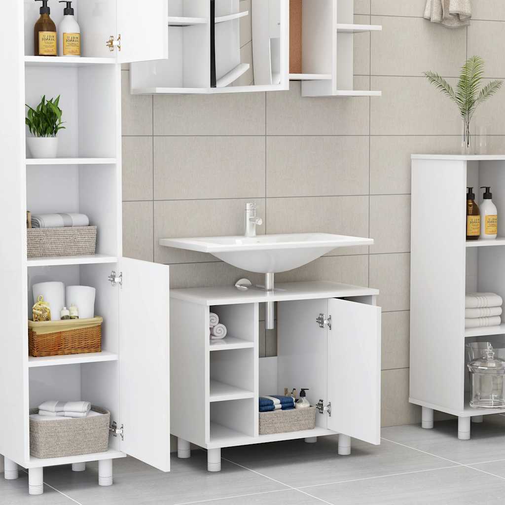 vidaXL Dulap de baie, alb, 60x32x53,5 cm, lemn prelucrat