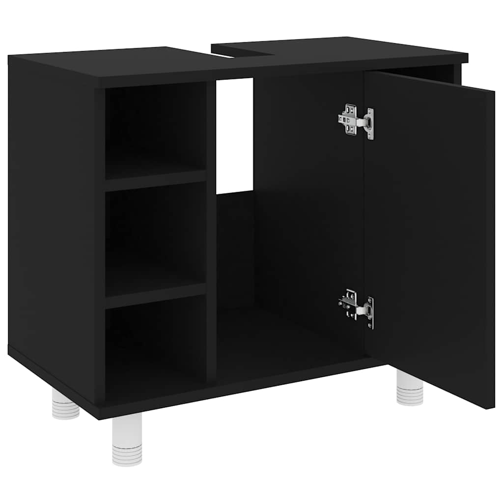 vidaXL Dulap de baie, negru, 60 x 32 x 53,5 cm, lemn prelucrat