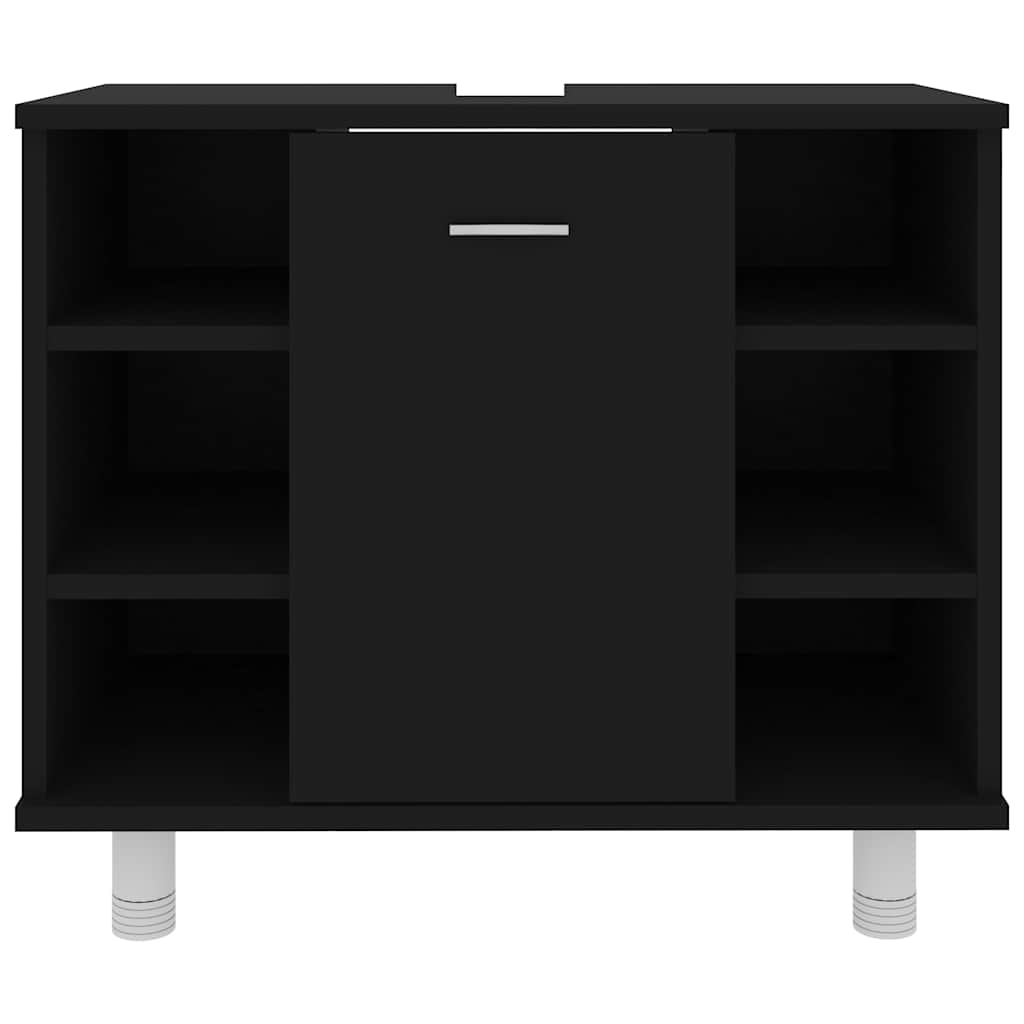 vidaXL Dulap de baie, negru, 60 x 32 x 53,5 cm, lemn prelucrat
