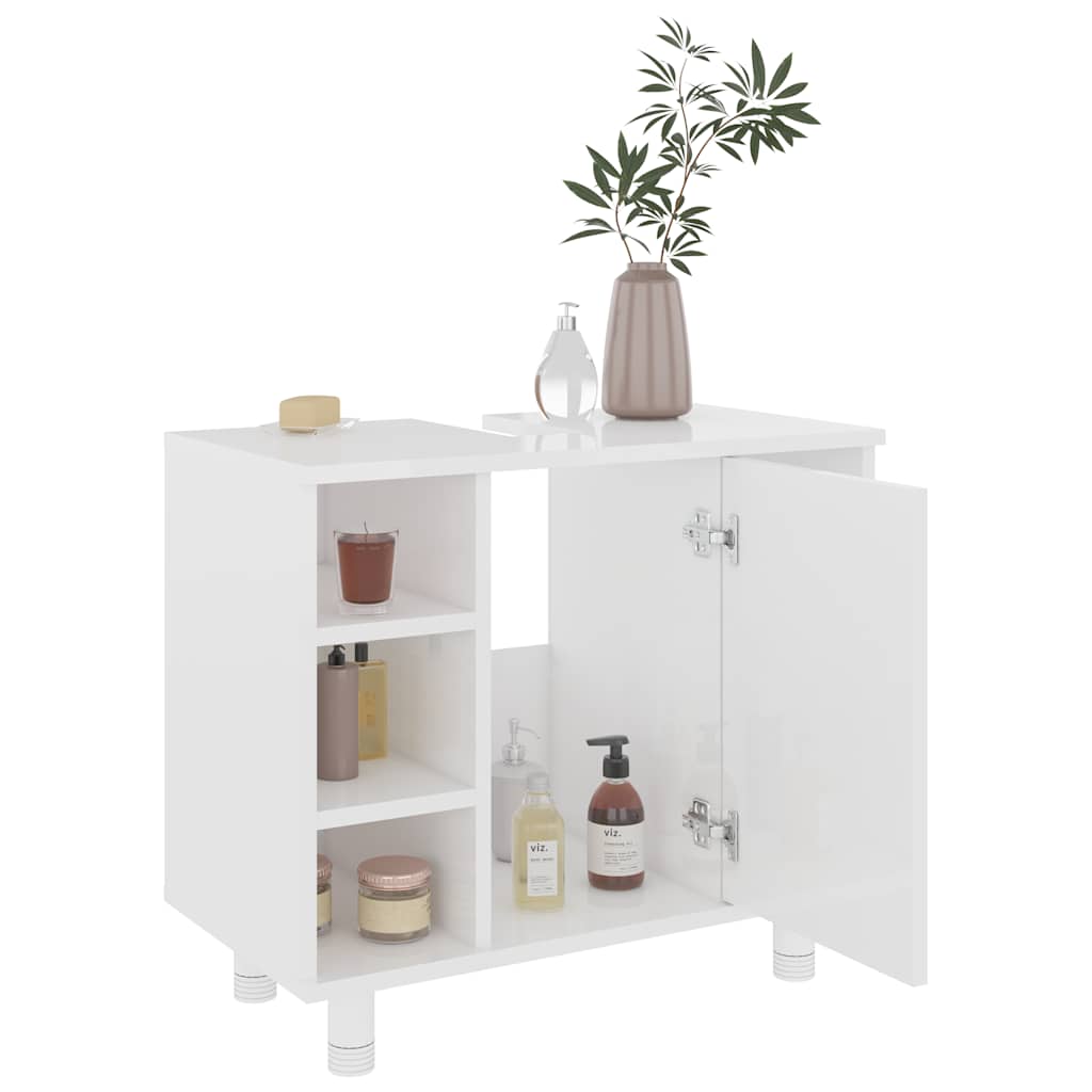 vidaXL Dulap de baie, alb extralucios, 60x32x53,5 cm, lemn prelucrat vidaXL Dulap de baie, alb extralucios, 60x32x53,5 cm, lemn prelucrat