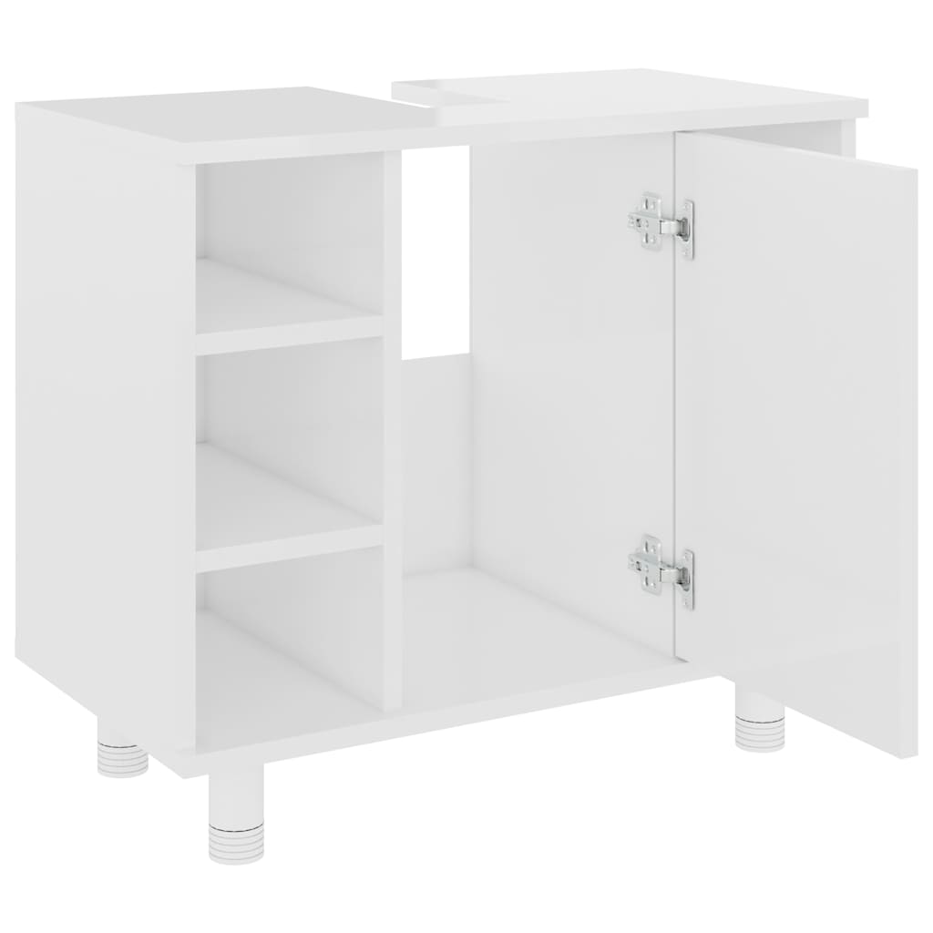 vidaXL Dulap de baie, alb extralucios, 60x32x53,5 cm, lemn prelucrat vidaXL Dulap de baie, alb extralucios, 60x32x53,5 cm, lemn prelucrat