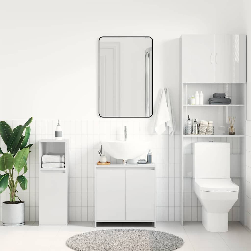 vidaXL Dulap de baie, alb extralucios, 60x33x61 cm, lemn prelucrat vidaXL Dulap de baie, alb extralucios, 60x33x61 cm, lemn prelucrat