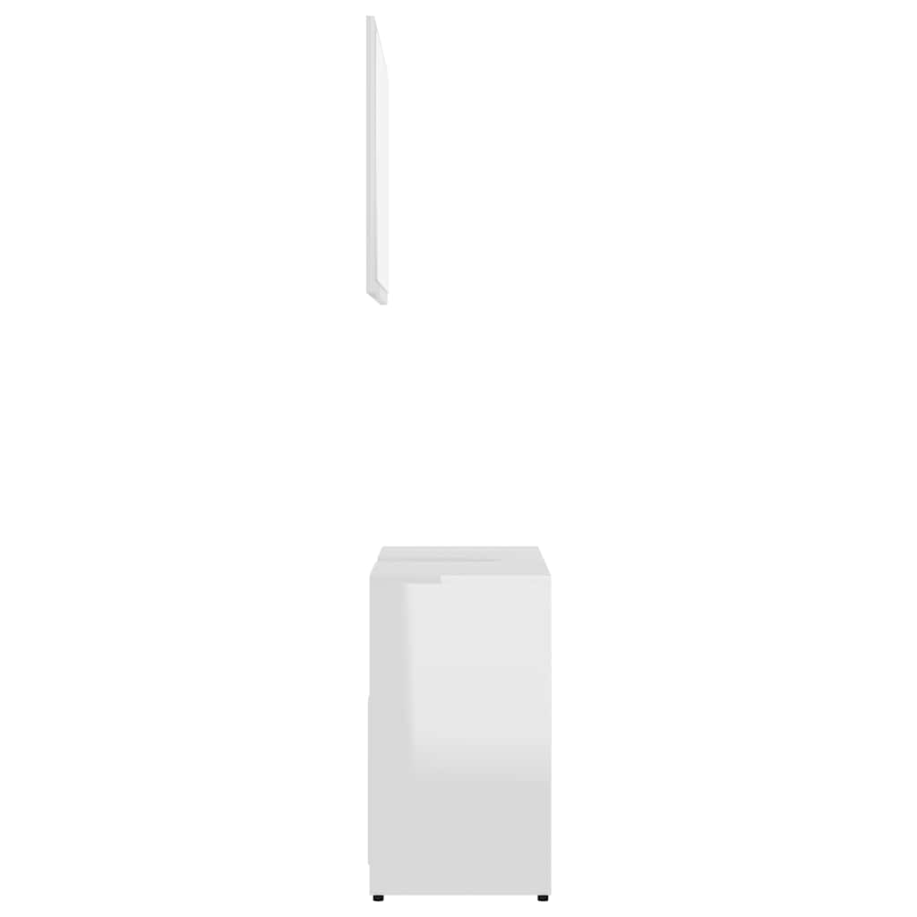 vidaXL Set mobilier de baie, alb extralucios, lemn prelucrat