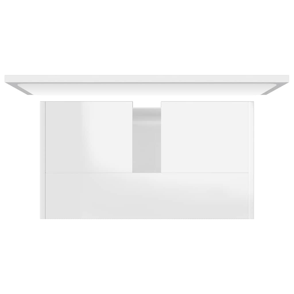 vidaXL Set mobilier de baie, alb extralucios, lemn prelucrat