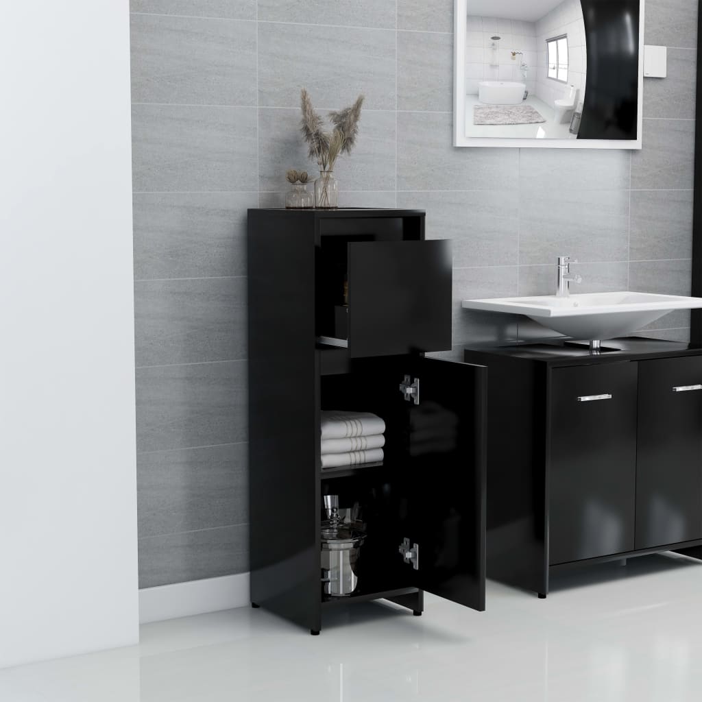 vidaXL Dulap de baie, negru, 30x30x95 cm, lemn prelucrat