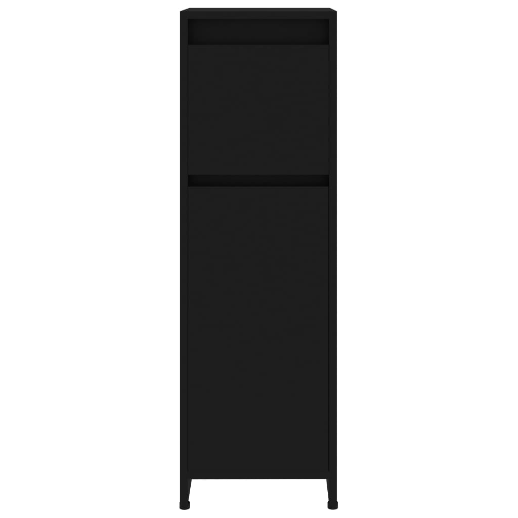 vidaXL Dulap de baie, negru, 30x30x95 cm, lemn prelucrat