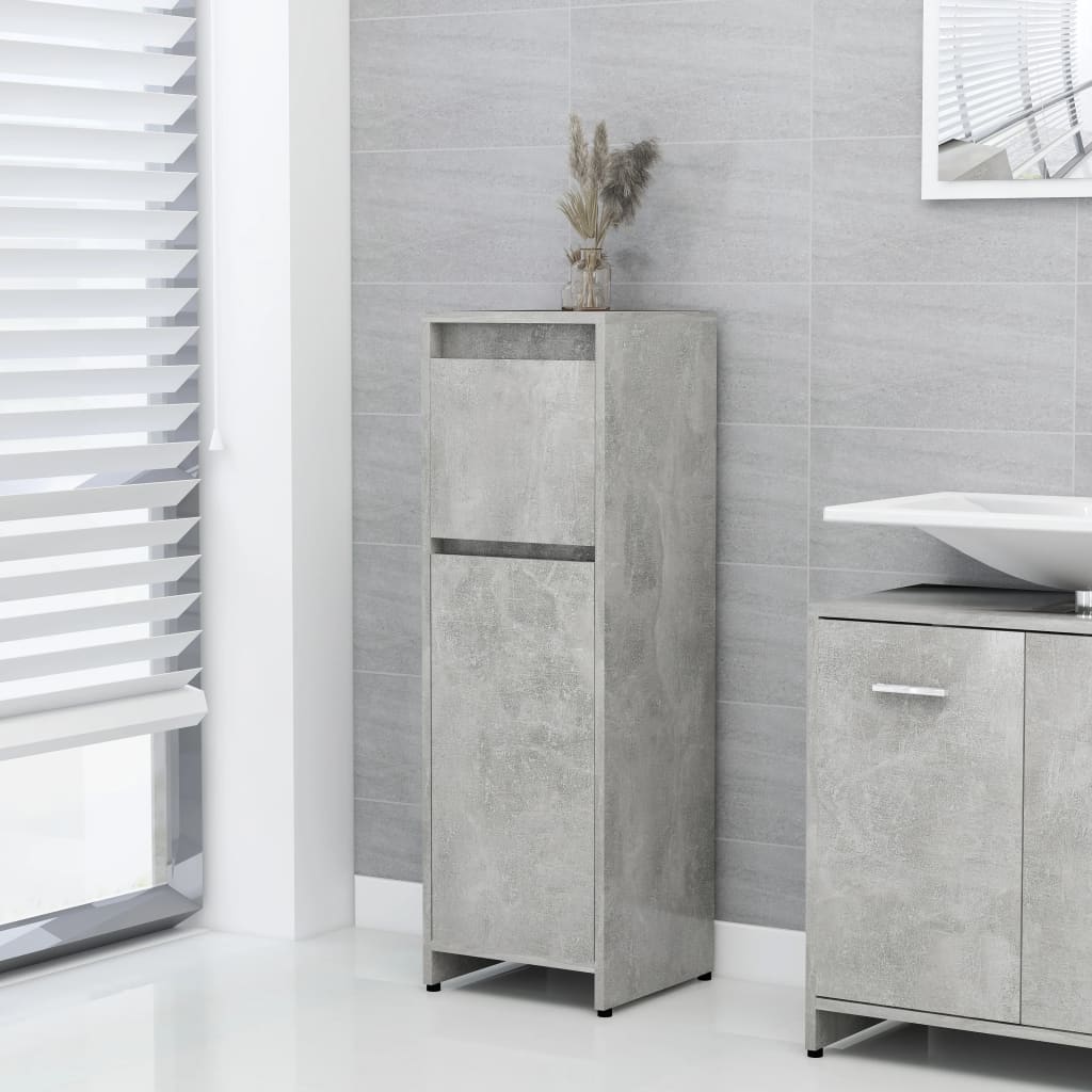 vidaXL Dulap de baie, gri beton, 30x30x95 cm, lemn prelucrat