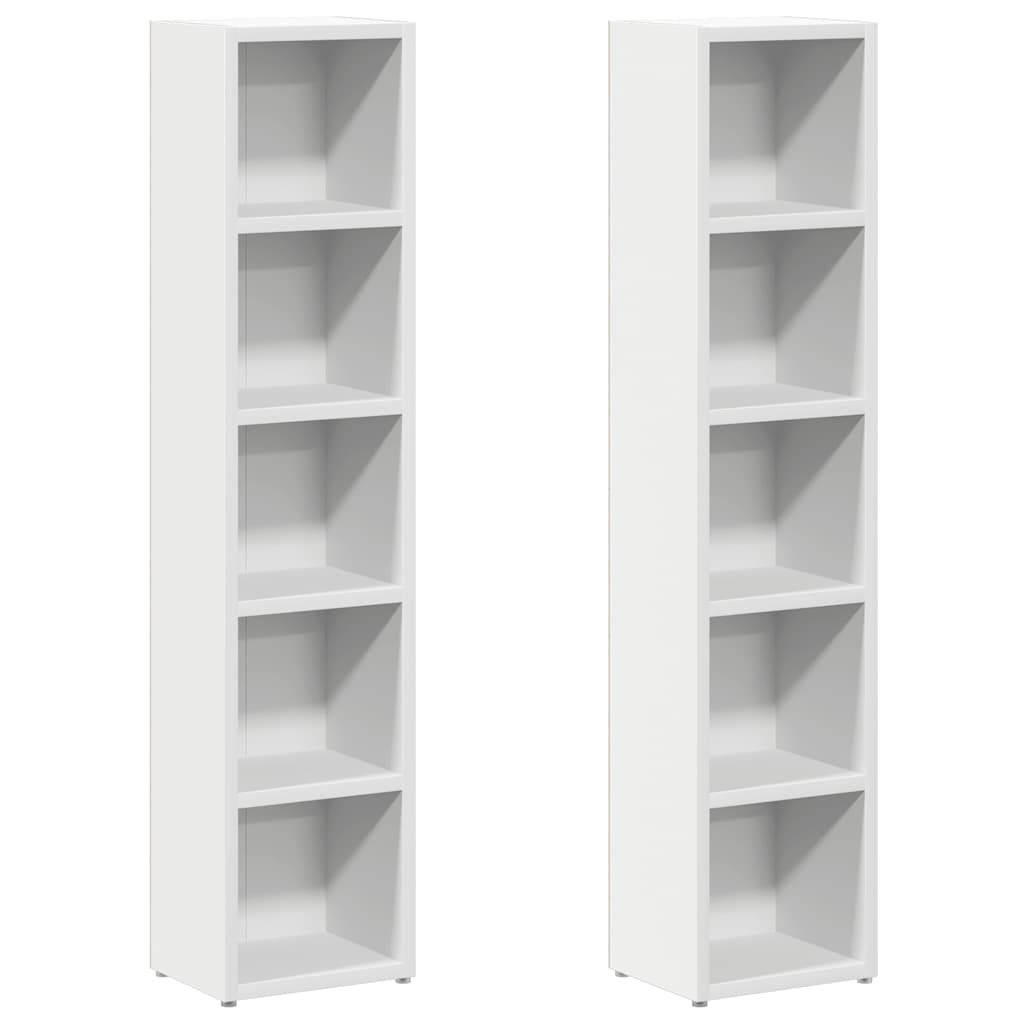 vidaXL Dulapuri CD-uri, 2 buc., alb, 21 x 16 x 93,5 cm, PAL