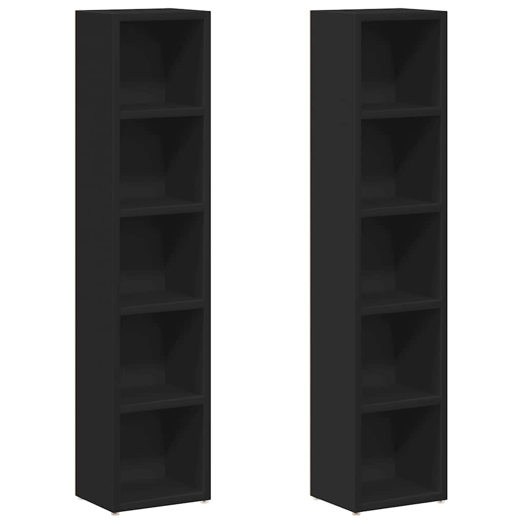 vidaXL Dulapuri CD-uri, 2 buc., negru, 21 x 16 x 93,5 cm, PAL