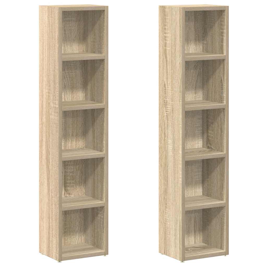 vidaXL Dulapuri CD-uri, 2 buc., stejar Sonoma, 21x16x93,5 cm, PAL