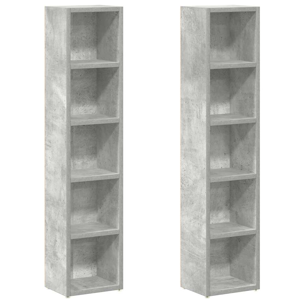 vidaXL Dulapuri CD-uri, 2 buc., gri beton, 21 x 16 x 93,5 cm, PAL