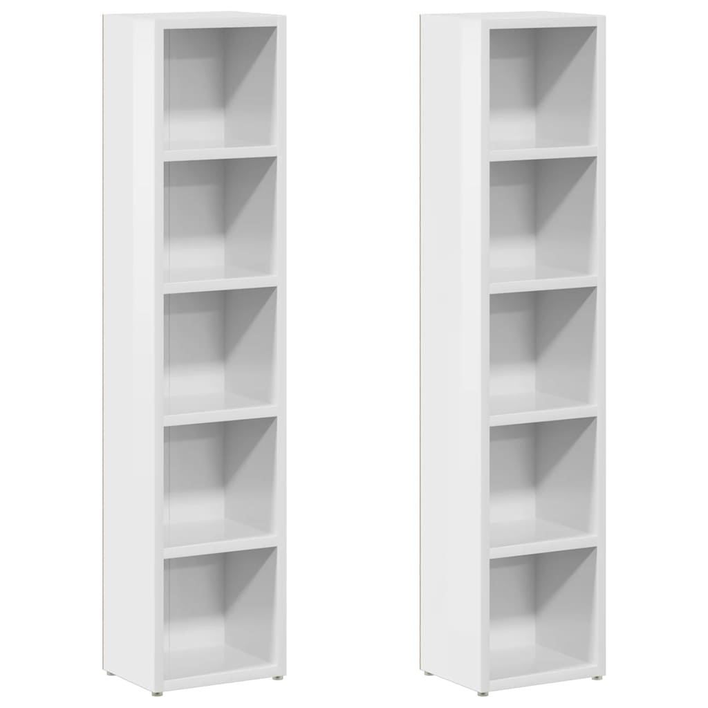 vidaXL Dulapuri CD-uri, 2 buc. alb extralucios, 21 x 16 x 93,5 cm, PAL