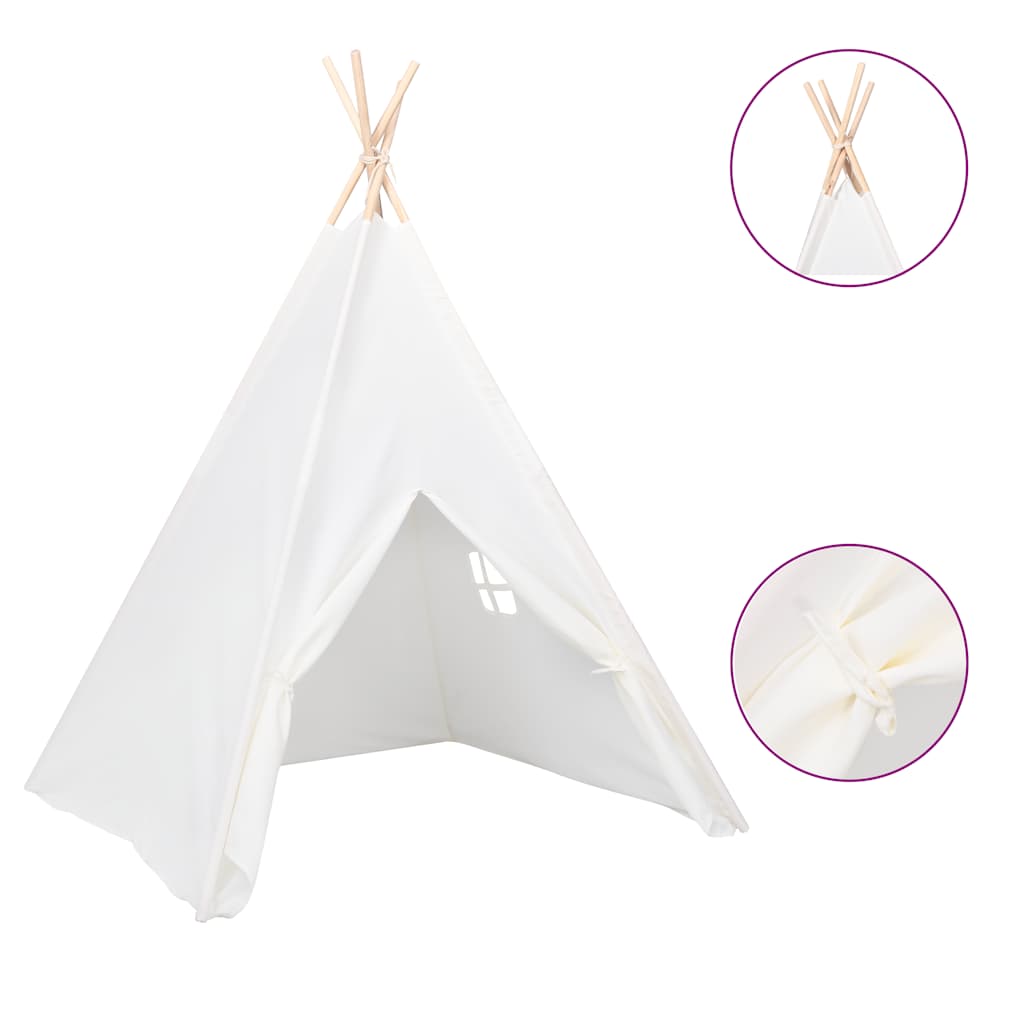 vidaXL Cort de copii teepee cu geantă piersică, alb, 120x120x150 cm, vidaXL Cort de copii teepee cu geantă piersică, alb, 120x120x150 cm,
