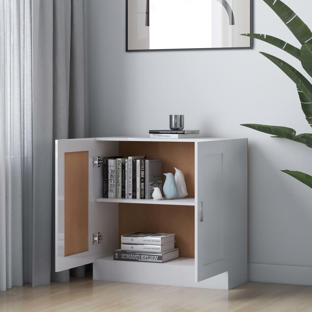 vidaXL Bibliotecă, alb extralucios, 82,5x30,5x80 cm, lemn prelucrat vidaXL Bibliotecă, alb extralucios, 82,5x30,5x80 cm, lemn prelucrat