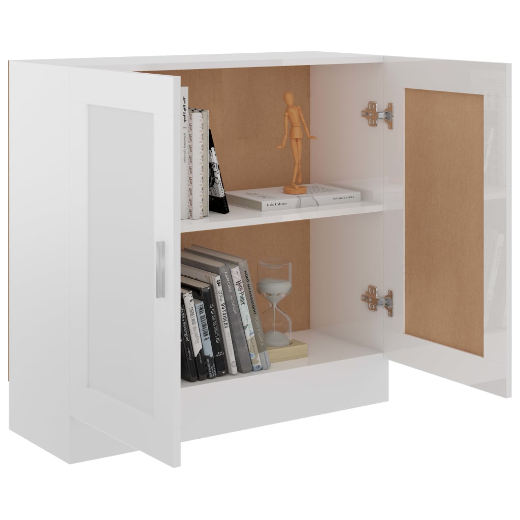 vidaXL Bibliotecă, alb extralucios, 82,5x30,5x80 cm, lemn prelucrat vidaXL Bibliotecă, alb extralucios, 82,5x30,5x80 cm, lemn prelucrat