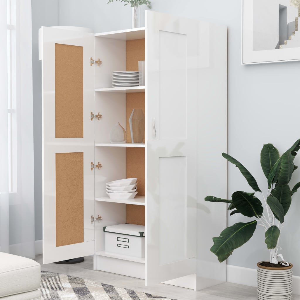 vidaXL Bibliotecă, alb extralucios, 82,5x30,5x150 cm, lemn prelucrat vidaXL Bibliotecă, alb extralucios, 82,5x30,5x150 cm, lemn prelucrat