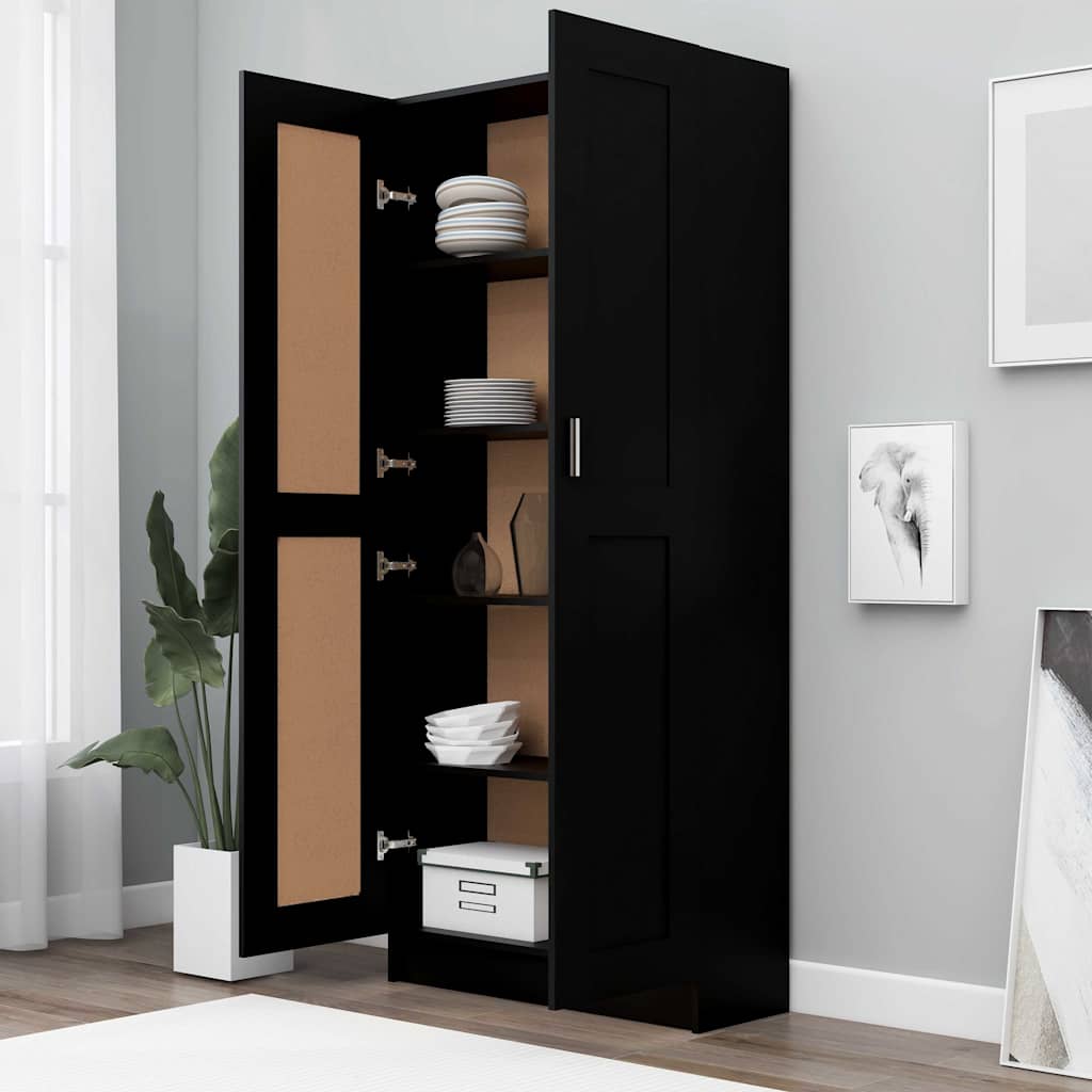 vidaXL Bibliotecă, negru, 82,5x30,5x185,5 cm, lemn prelucrat vidaXL Bibliotecă, negru, 82,5x30,5x185,5 cm, lemn prelucrat