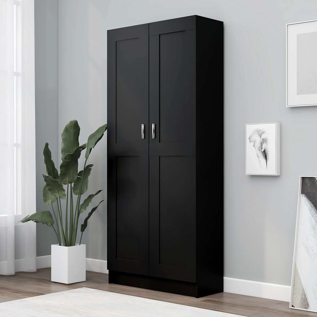 vidaXL Bibliotecă, negru, 82,5x30,5x185,5 cm, lemn prelucrat vidaXL Bibliotecă, negru, 82,5x30,5x185,5 cm, lemn prelucrat