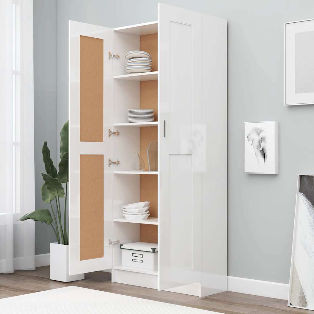 vidaXL Bibliotecă, alb extralucios, 82,5x30,5x185,5 cm, lemn prelucrat