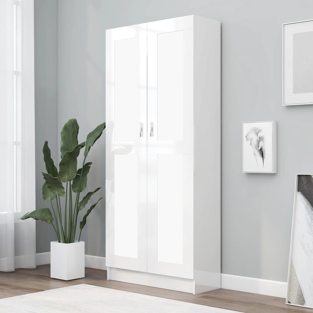vidaXL Bibliotecă, alb extralucios, 82,5x30,5x185,5 cm, lemn prelucrat