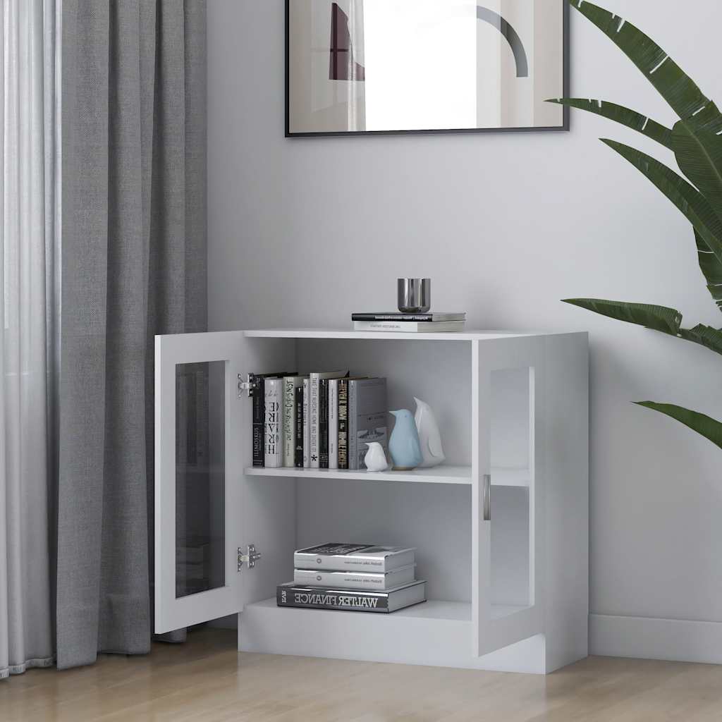 vidaXL Dulap cu vitrină, alb, 82,5 x 30,5 x 80 cm, lemn prelucrat vidaXL Dulap cu vitrină, alb, 82,5 x 30,5 x 80 cm, lemn prelucrat