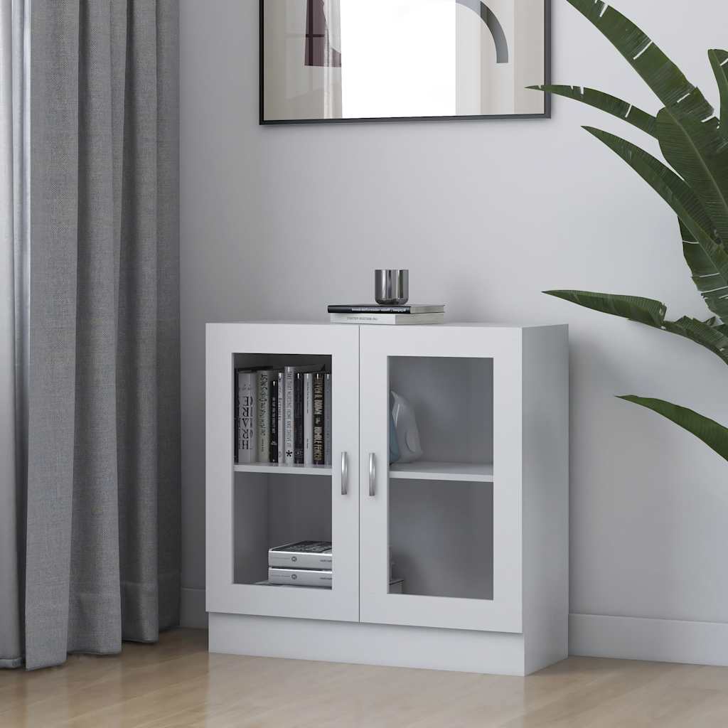 vidaXL Dulap cu vitrină, alb, 82,5 x 30,5 x 80 cm, lemn prelucrat vidaXL Dulap cu vitrină, alb, 82,5 x 30,5 x 80 cm, lemn prelucrat