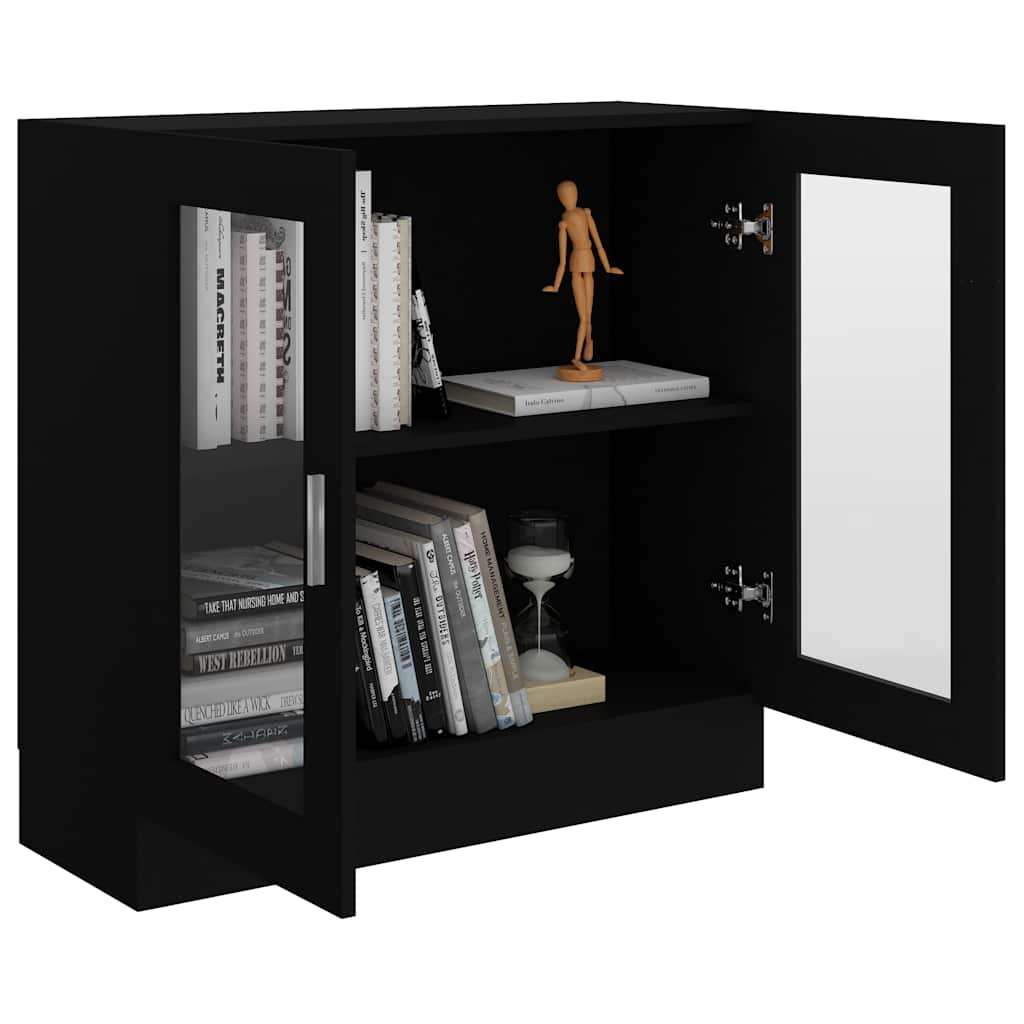 vidaXL Dulap cu vitrină, negru, 82,5x30,5x80 cm, lemn prelucrat vidaXL Dulap cu vitrină, negru, 82,5x30,5x80 cm, lemn prelucrat