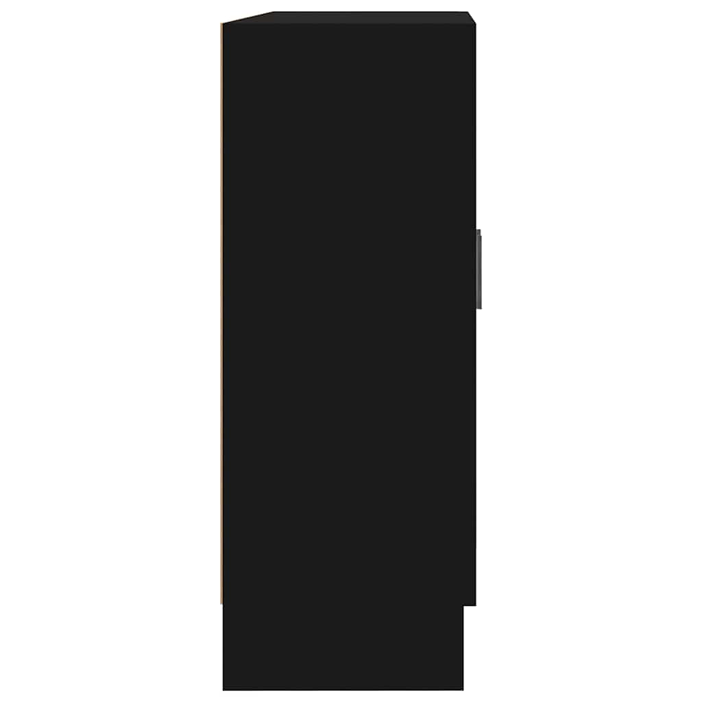 vidaXL Dulap cu vitrină, negru, 82,5x30,5x80 cm, lemn prelucrat vidaXL Dulap cu vitrină, negru, 82,5x30,5x80 cm, lemn prelucrat