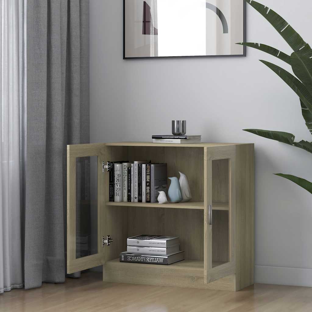 vidaXL Dulap cu vitrină, stejar sonoma 82,5x30,5x80 cm lemn prelucrat vidaXL Dulap cu vitrină, stejar sonoma 82,5x30,5x80 cm lemn prelucrat