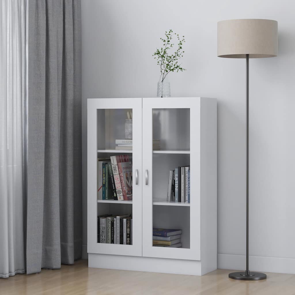 vidaXL Dulap cu vitrină, alb, 82,5 x 30,5 x 115 cm, lemn prelucrat vidaXL Dulap cu vitrină, alb, 82,5 x 30,5 x 115 cm, lemn prelucrat