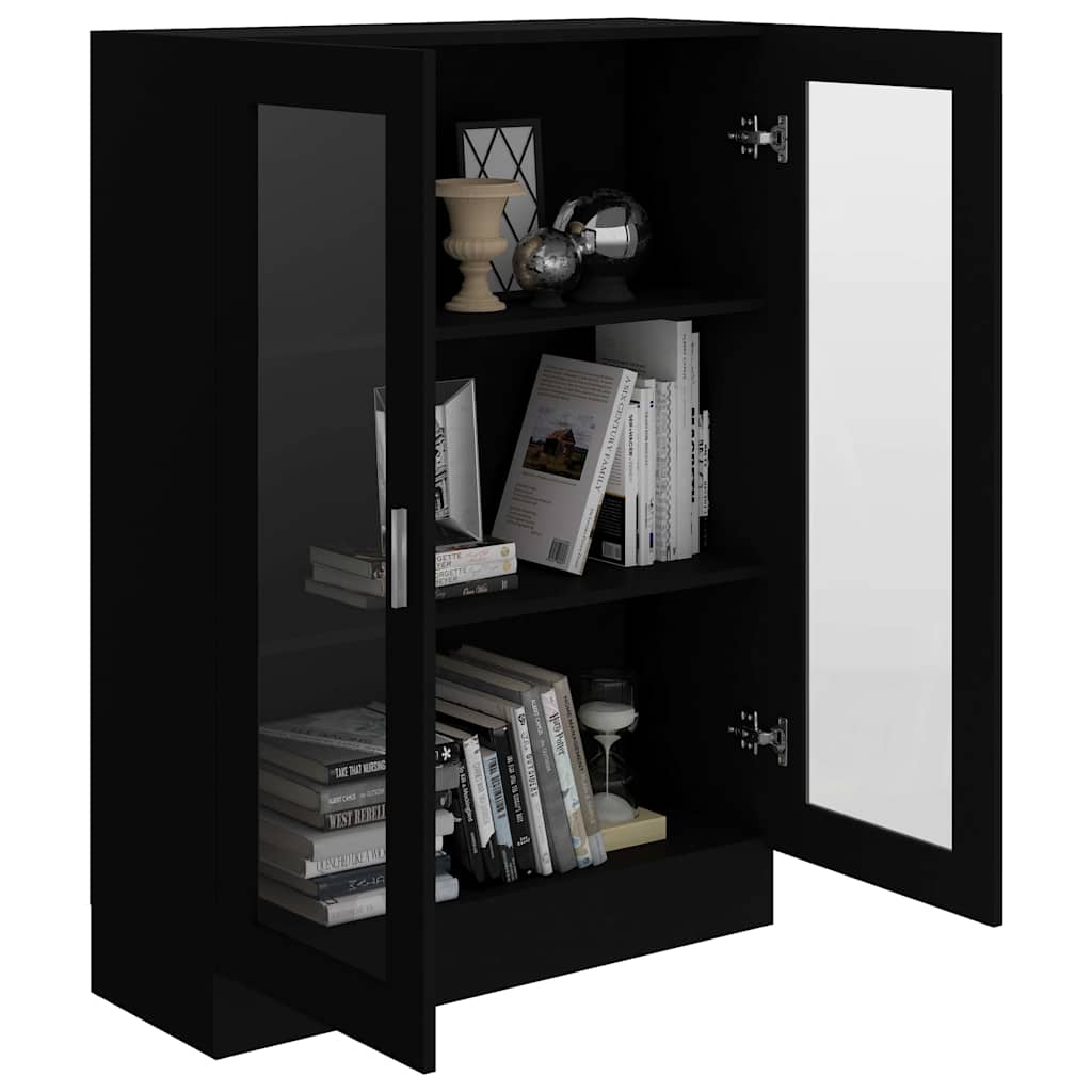 vidaXL Dulap cu vitrină, negru, 82,5x30,5x115 cm, lemn prelucrat vidaXL Dulap cu vitrină, negru, 82,5x30,5x115 cm, lemn prelucrat