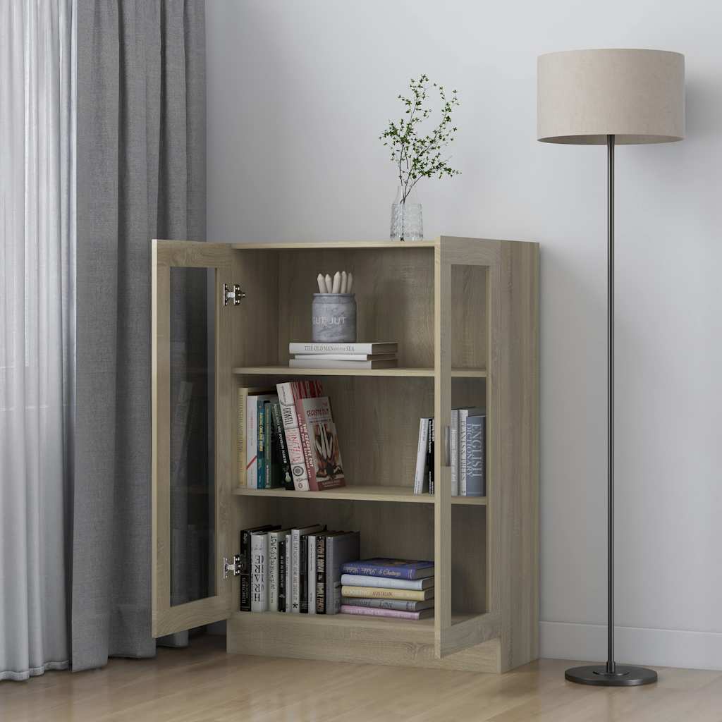 vidaXL Dulap cu vitrină stejar sonoma 82,5x30,5x115 cm lemn prelucrat vidaXL Dulap cu vitrină stejar sonoma 82,5x30,5x115 cm lemn prelucrat
