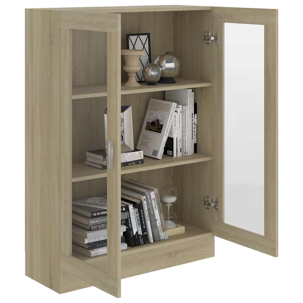 vidaXL Dulap cu vitrină stejar sonoma 82,5x30,5x115 cm lemn prelucrat vidaXL Dulap cu vitrină stejar sonoma 82,5x30,5x115 cm lemn prelucrat