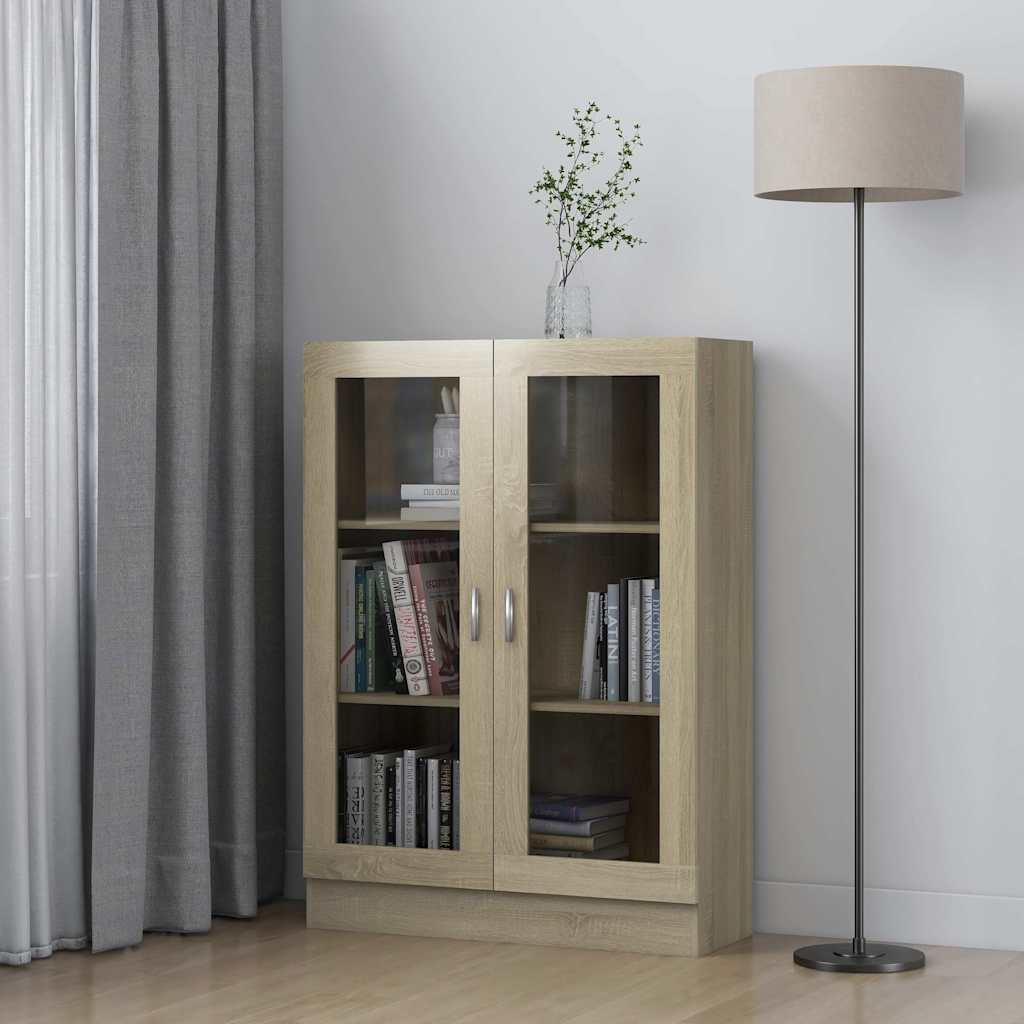 vidaXL Dulap cu vitrină stejar sonoma 82,5x30,5x115 cm lemn prelucrat vidaXL Dulap cu vitrină stejar sonoma 82,5x30,5x115 cm lemn prelucrat