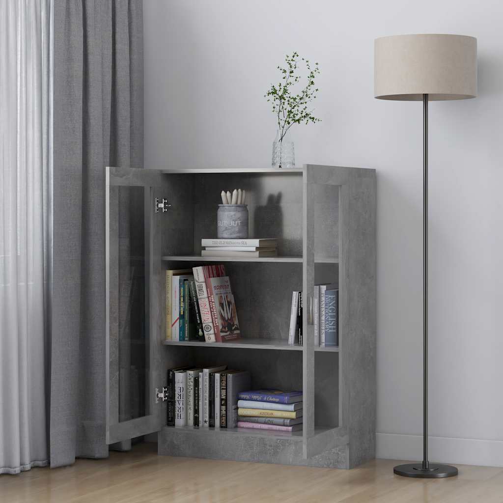 vidaXL Dulap cu vitrină, gri beton, 82,5x30,5x115 cm, lemn prelucrat vidaXL Dulap cu vitrină, gri beton, 82,5x30,5x115 cm, lemn prelucrat