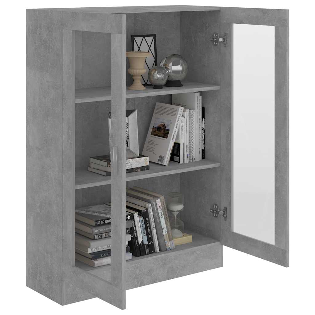 vidaXL Dulap cu vitrină, gri beton, 82,5x30,5x115 cm, lemn prelucrat vidaXL Dulap cu vitrină, gri beton, 82,5x30,5x115 cm, lemn prelucrat