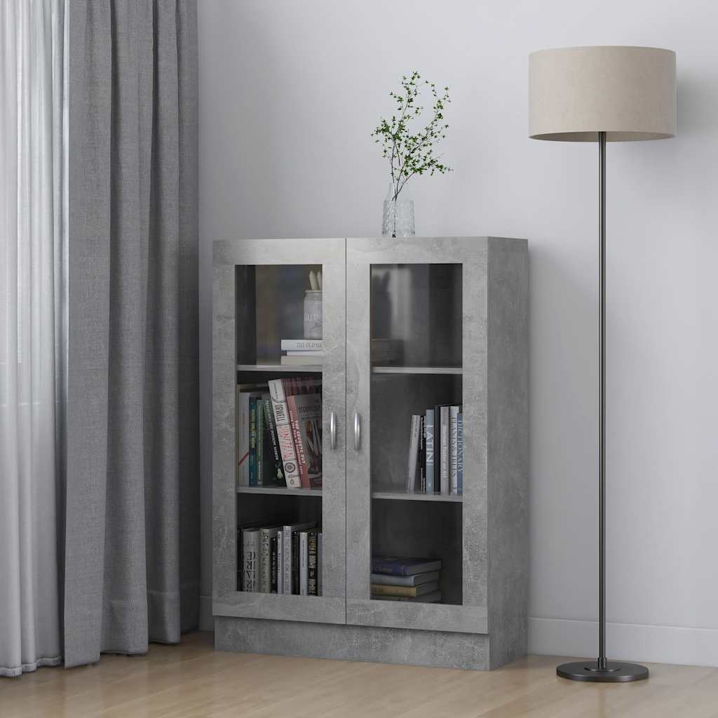 vidaXL Dulap cu vitrină, gri beton, 82,5x30,5x115 cm, lemn prelucrat vidaXL Dulap cu vitrină, gri beton, 82,5x30,5x115 cm, lemn prelucrat