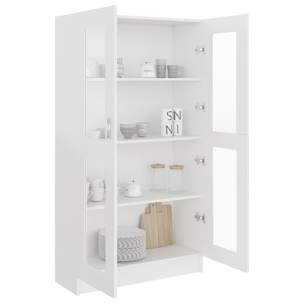 vidaXL Dulap cu vitrină, alb, 82,5x30,5x150 cm, lemn prelucrat vidaXL Dulap cu vitrină, alb, 82,5x30,5x150 cm, lemn prelucrat