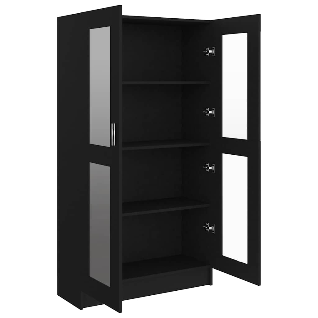 vidaXL Dulap cu vitrină, negru, 82,5x30,5x150 cm, lemn prelucrat vidaXL Dulap cu vitrină, negru, 82,5x30,5x150 cm, lemn prelucrat