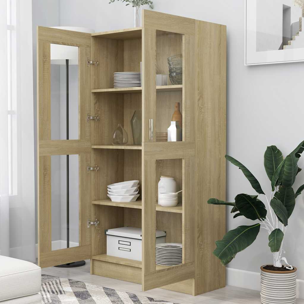 vidaXL Dulap cu vitrină stejar sonoma 82,5x30,5x150 cm, lemn prelucrat vidaXL Dulap cu vitrină stejar sonoma 82,5x30,5x150 cm, lemn prelucrat