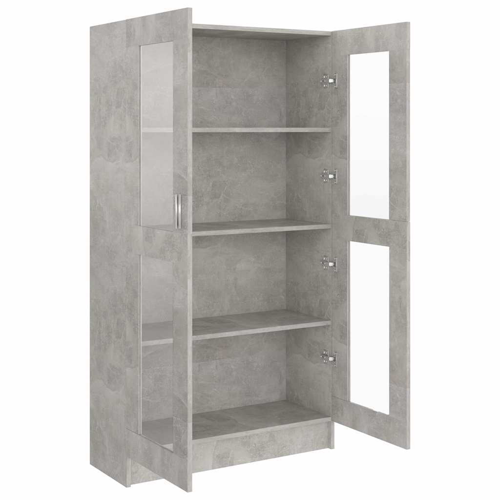 vidaXL Dulap cu vitrină, gri beton, 82,5x30,5x150 cm, lemn prelucrat vidaXL Dulap cu vitrină, gri beton, 82,5x30,5x150 cm, lemn prelucrat