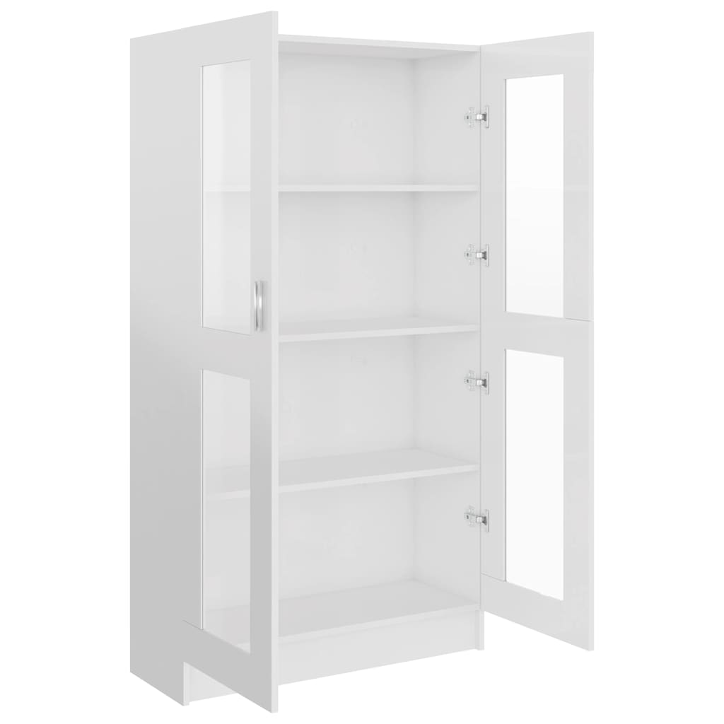 vidaXL Dulap vitrină, alb extralucios 82,5x30,5x150 cm lemn prelucrat
