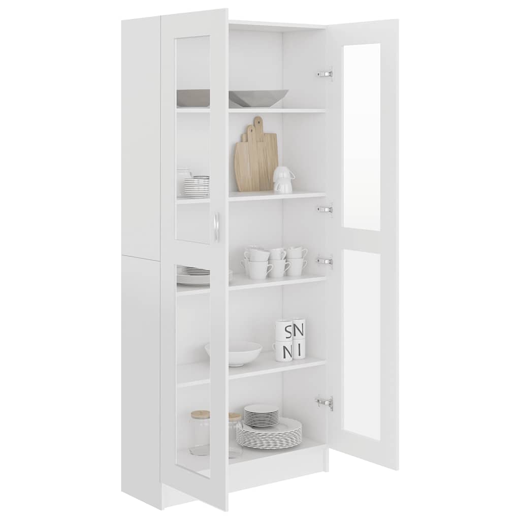 vidaXL Dulap cu vitrină, alb, 82,5 x 30,5 x 185,5 cm, lemn prelucrat vidaXL Dulap cu vitrină, alb, 82,5 x 30,5 x 185,5 cm, lemn prelucrat