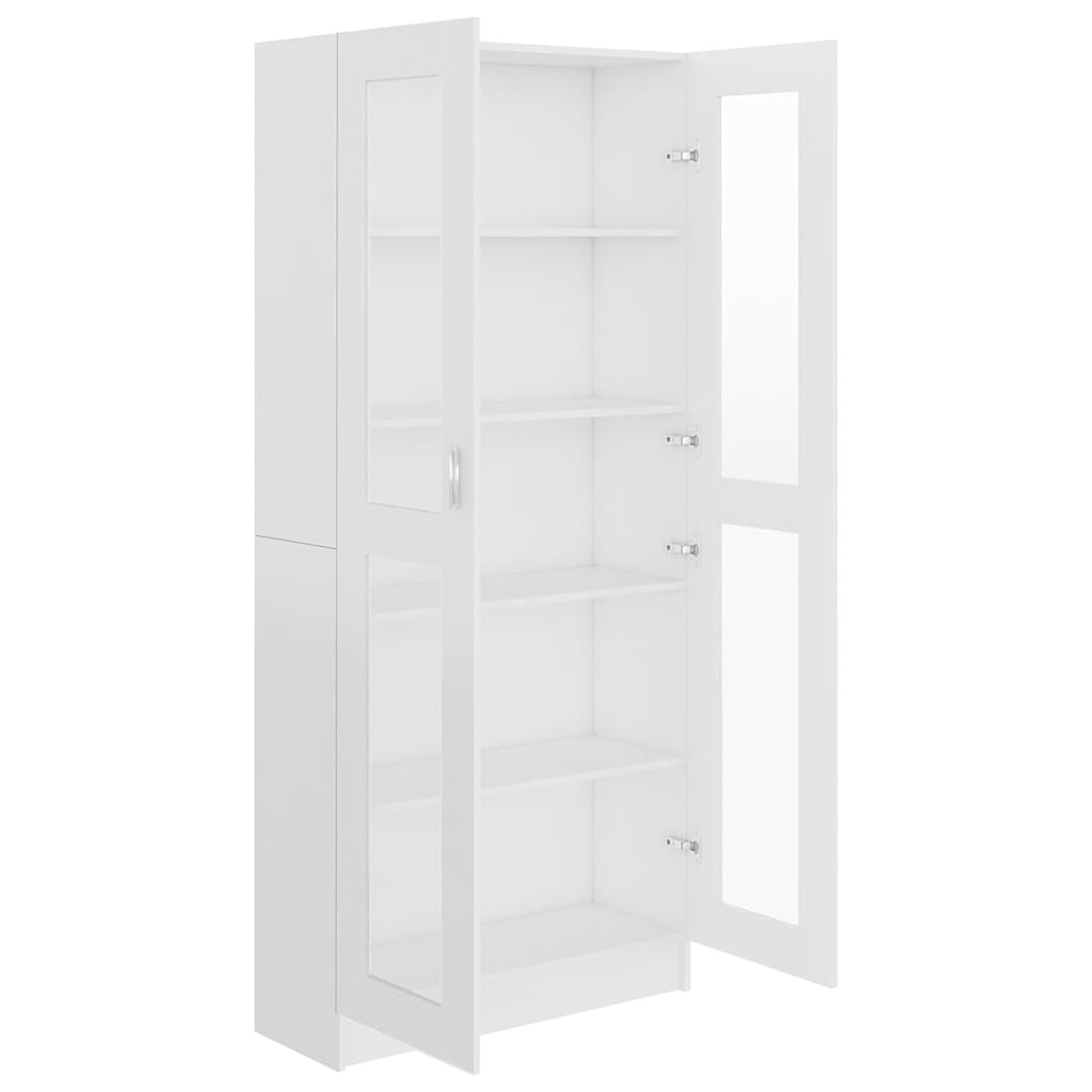 vidaXL Dulap cu vitrină, alb, 82,5 x 30,5 x 185,5 cm, lemn prelucrat vidaXL Dulap cu vitrină, alb, 82,5 x 30,5 x 185,5 cm, lemn prelucrat