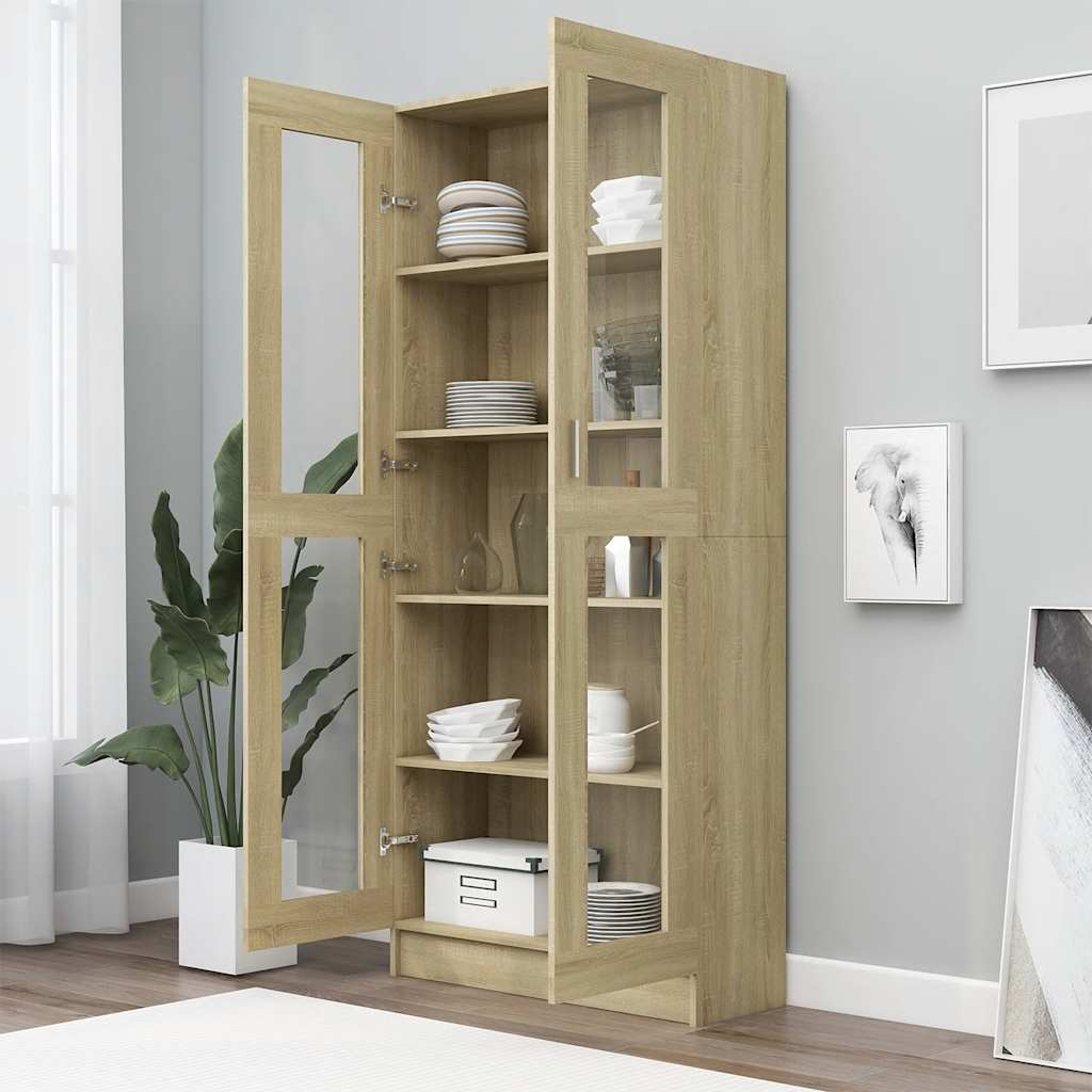 vidaXL Dulap vitrină, stejar sonoma 82,5x30,5x185,5 cm lemn prelucrat