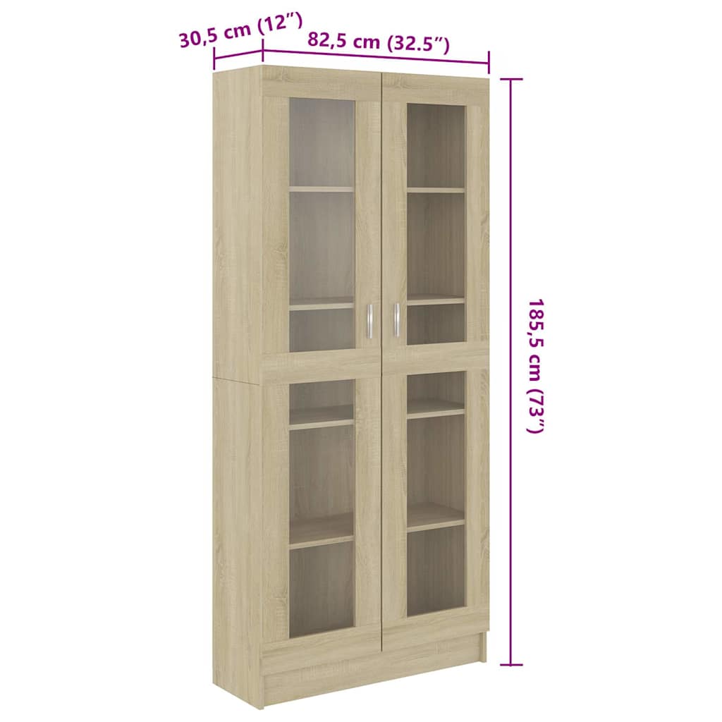 vidaXL Dulap vitrină, stejar sonoma 82,5x30,5x185,5 cm lemn prelucrat