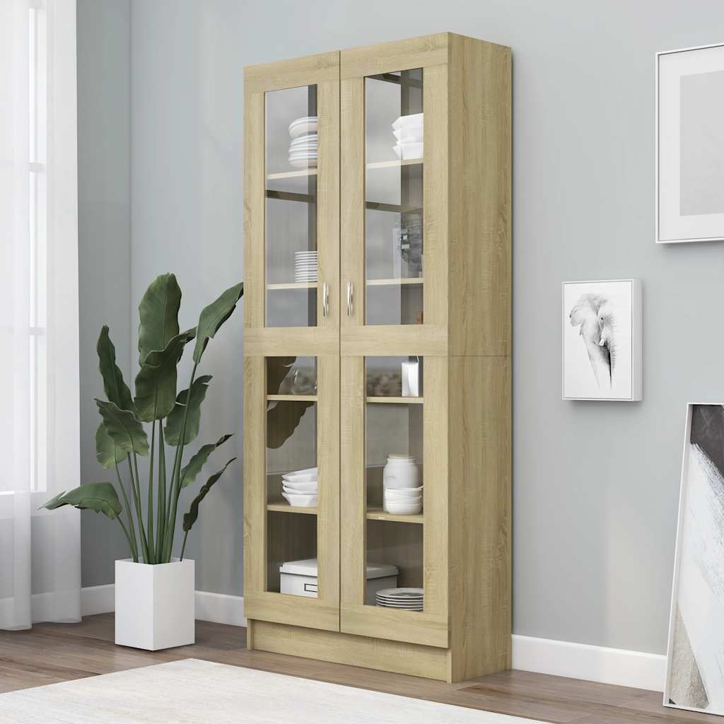 vidaXL Dulap vitrină, stejar sonoma 82,5x30,5x185,5 cm lemn prelucrat