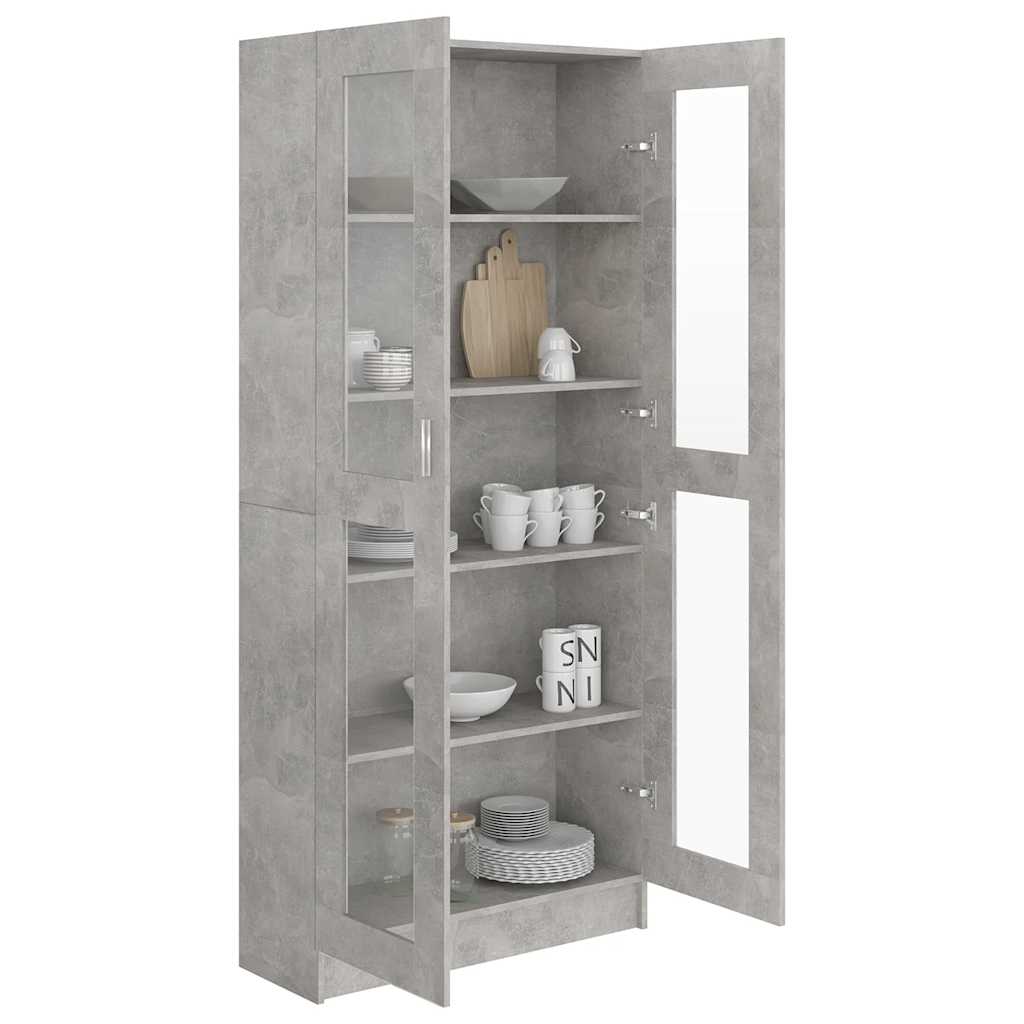 vidaXL Dulap cu vitrină, gri beton, 82,5x30,5x185,5 cm, lemn prelucrat vidaXL Dulap cu vitrină, gri beton, 82,5x30,5x185,5 cm, lemn prelucrat